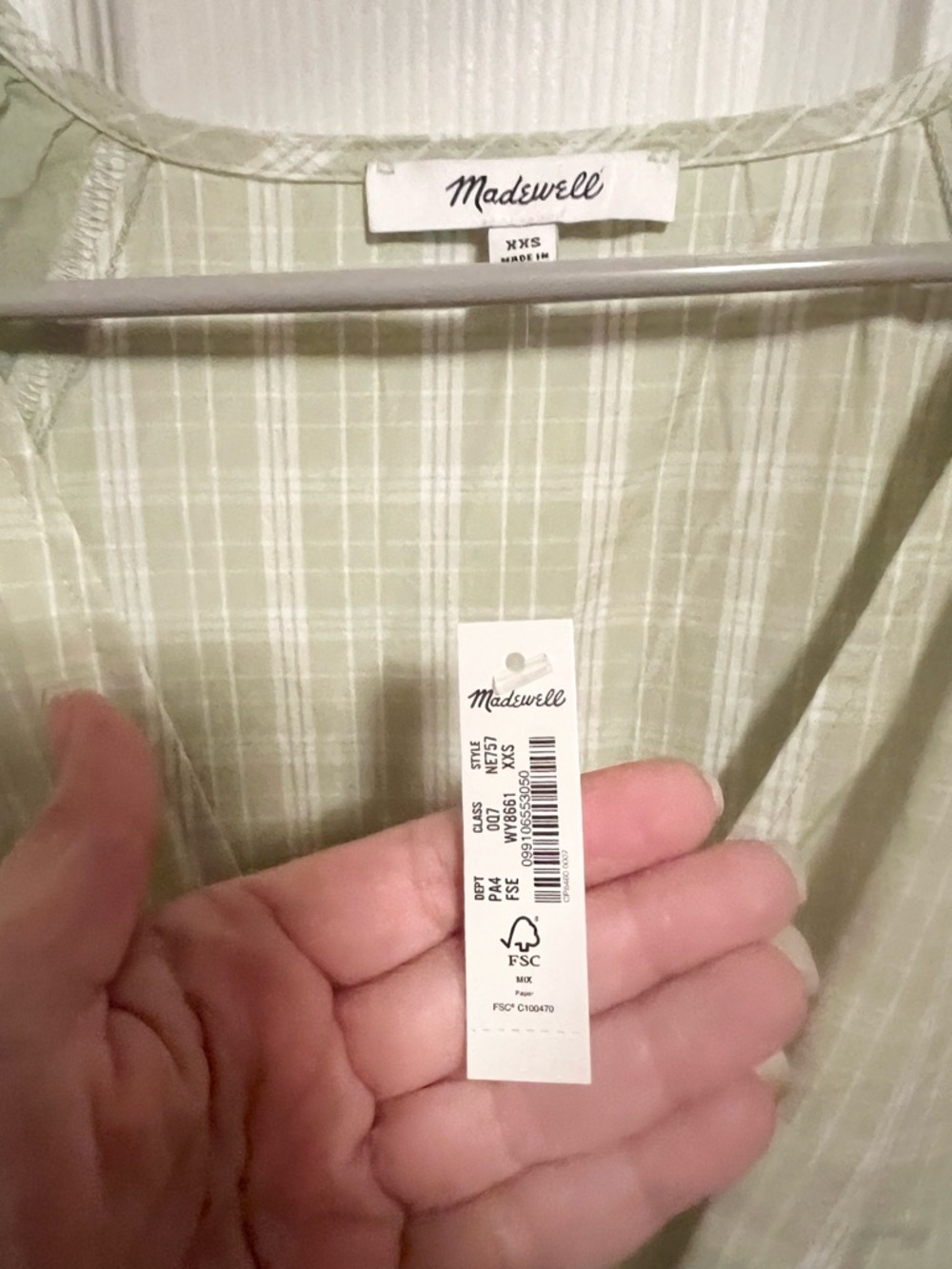 NWT Madewell Plaid Tie-Waist cotton  Midi Dress - Picture 6 of 12
